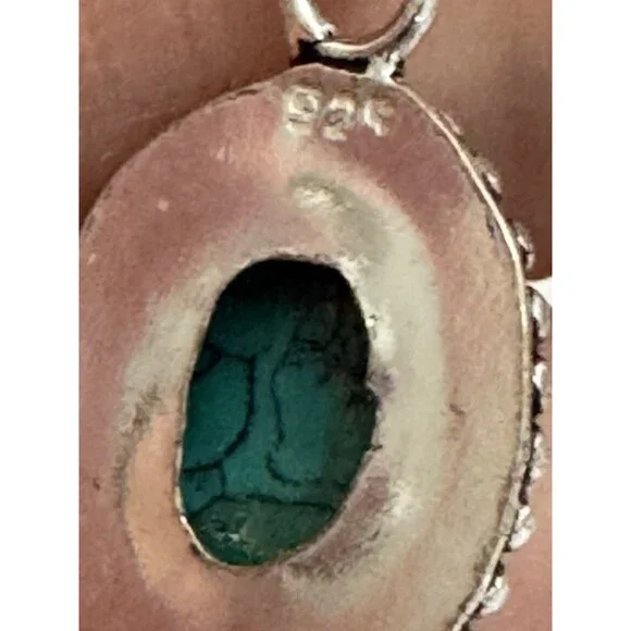 925 Sterling Silver Turquoise Howlite Bracelet Oval Link Statement - Picture 6 of 6